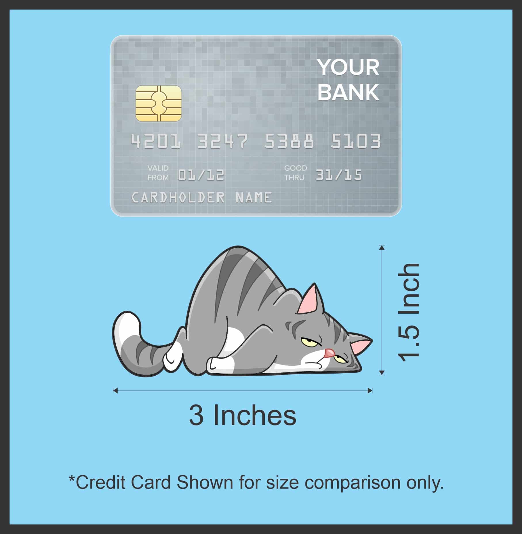 StickerTalk Grey Lazy Cat Stickers, 3 inches x 1.5 inches - Image 11
