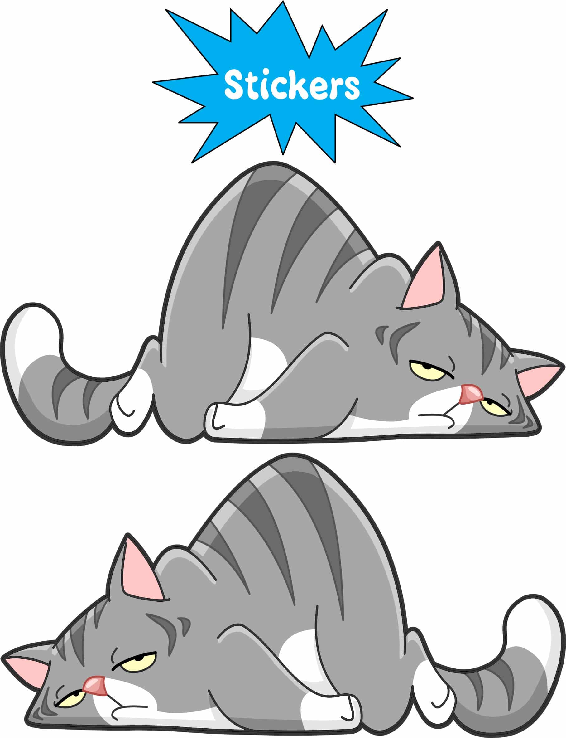 StickerTalk Grey Lazy Cat Stickers, 3 inches x 1.5 inches - Image 3