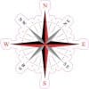 StickerTalk Red and Black Compass Rose, 4 inches x 4 inches