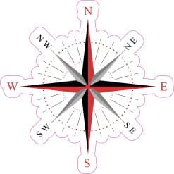 StickerTalk Red and Black Compass Rose, 4 inches x 4 inches