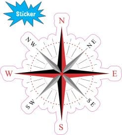 Alternative view of StickerTalk Red and Black Compass Rose, 4 inches x 4 inches
