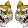 Mirrored Bobcat Head Mascot Stickers