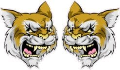 Mirrored Bobcat Head Mascot Stickers