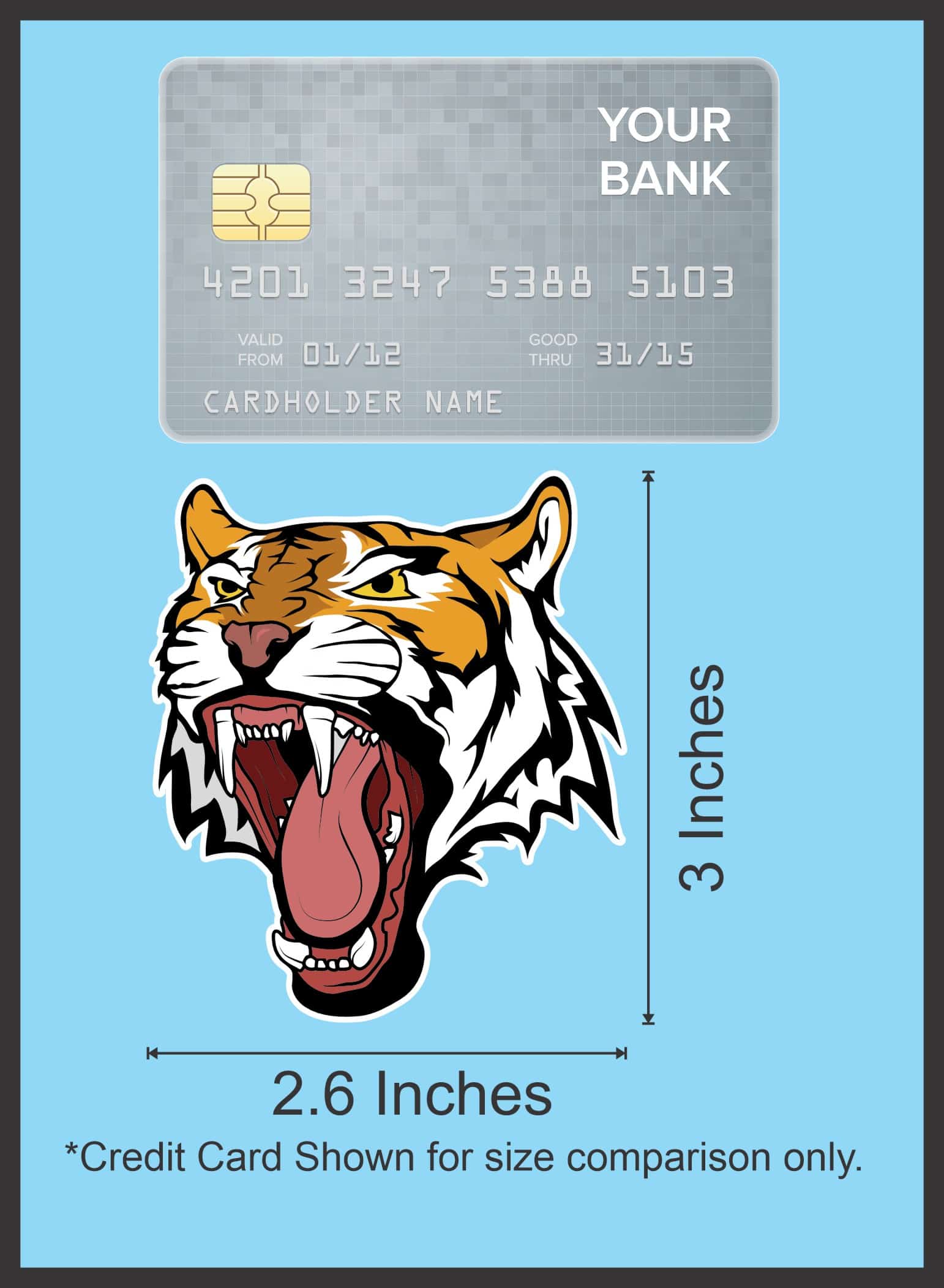 StickerTalk Mirrored Tiger Head Mascot Stickers, 2.6 inches x 3 inches - Image 9