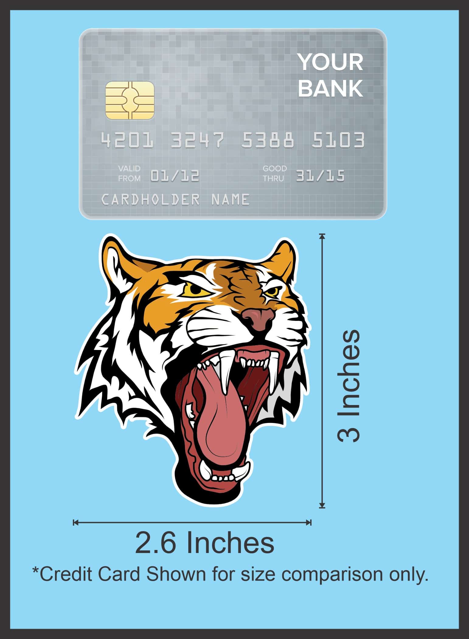 StickerTalk Mirrored Tiger Head Mascot Stickers, 2.6 inches x 3 inches - Image 10