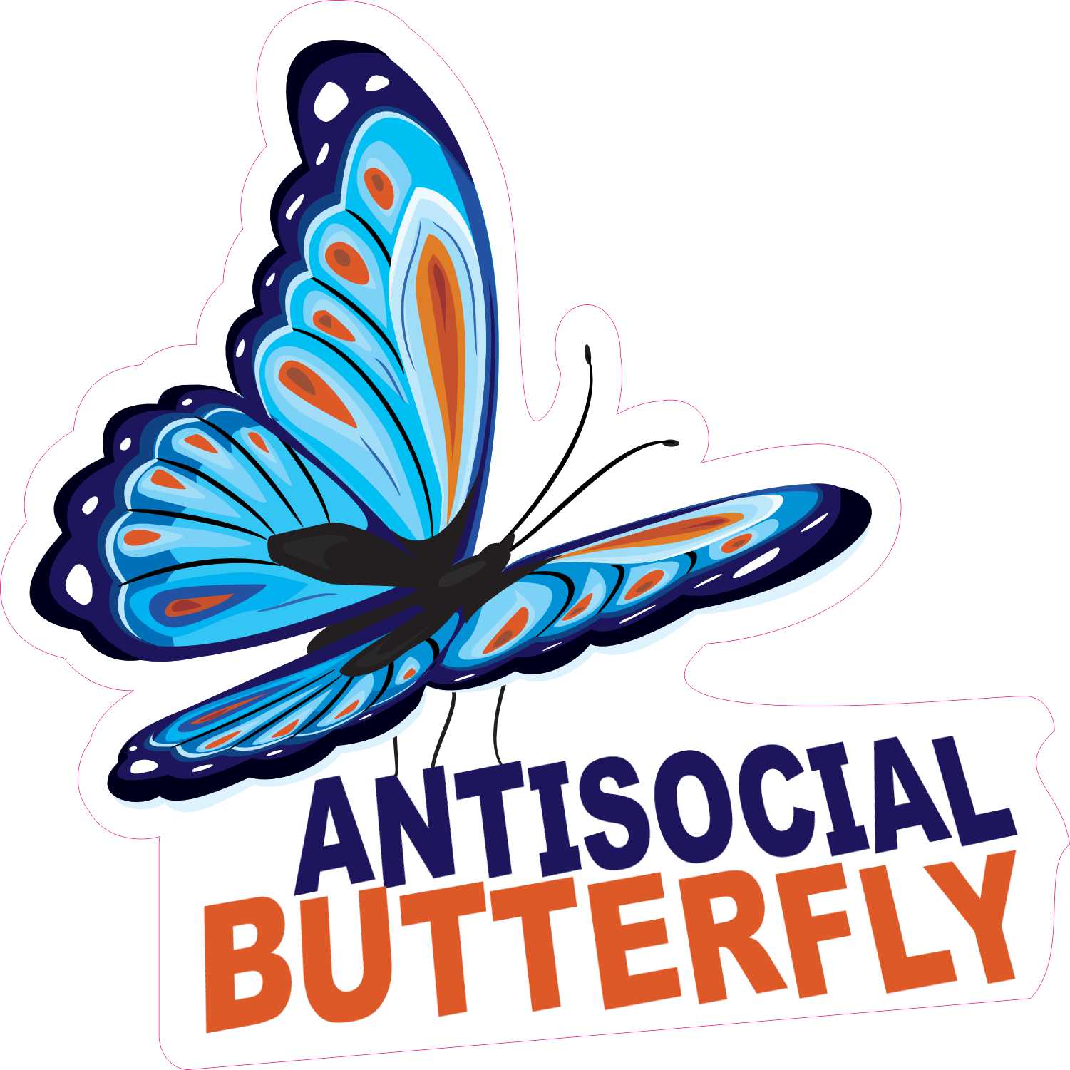 Antisocial Butterfly Sticker