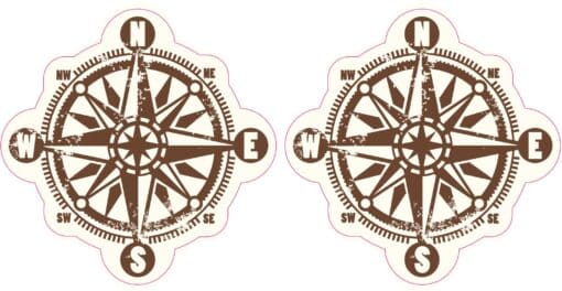 Rustic Compass Rose Vinyl Stickers