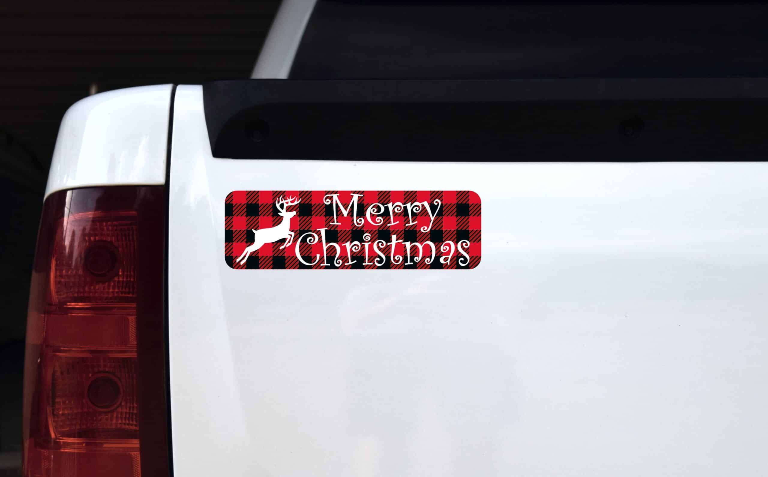 StickerTalk Merry Christmas Flannel Sticker, 10 inches x 3 inches