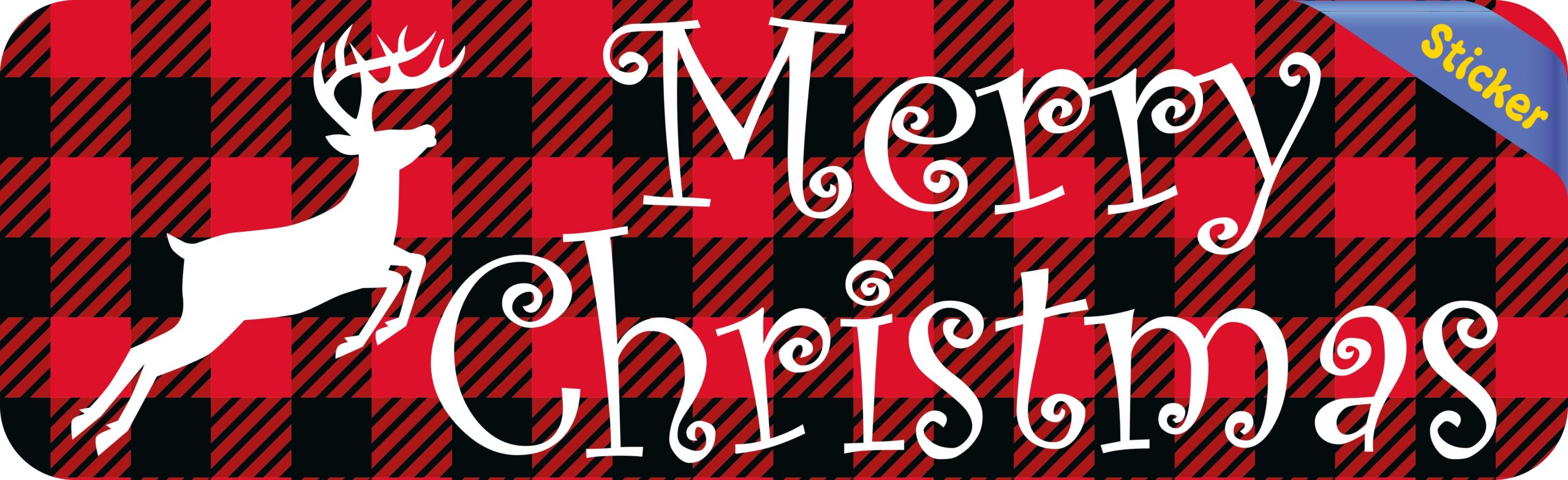 StickerTalk Merry Christmas Flannel Sticker, 10 inches x 3 inches