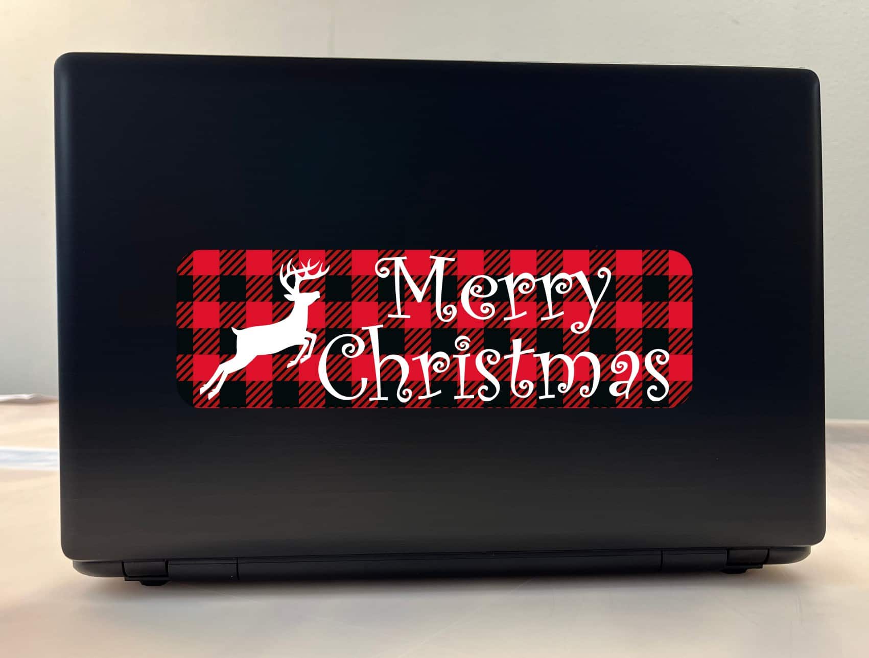 StickerTalk Merry Christmas Flannel Sticker, 10 inches x 3 inches