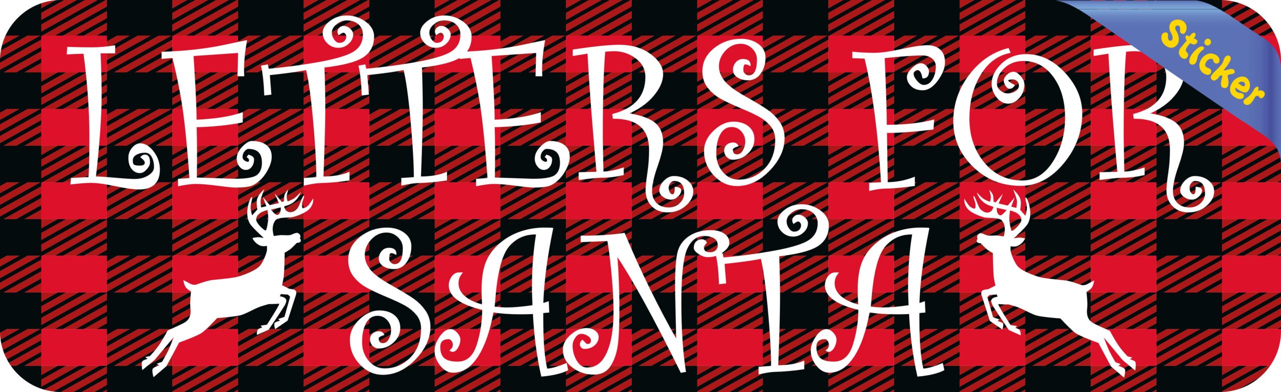 StickerTalk Plaid Letters For Santa Christmas Sticker, 10 inches x 3 inches