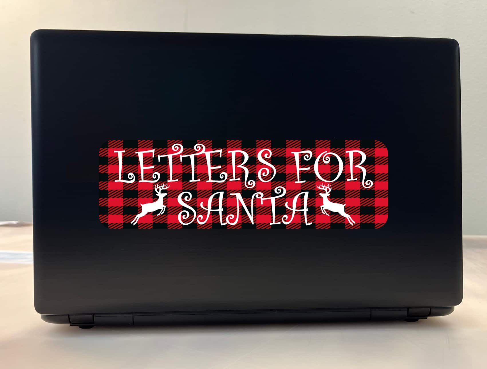 StickerTalk Plaid Letters For Santa Christmas Sticker, 10 inches x 3 inches