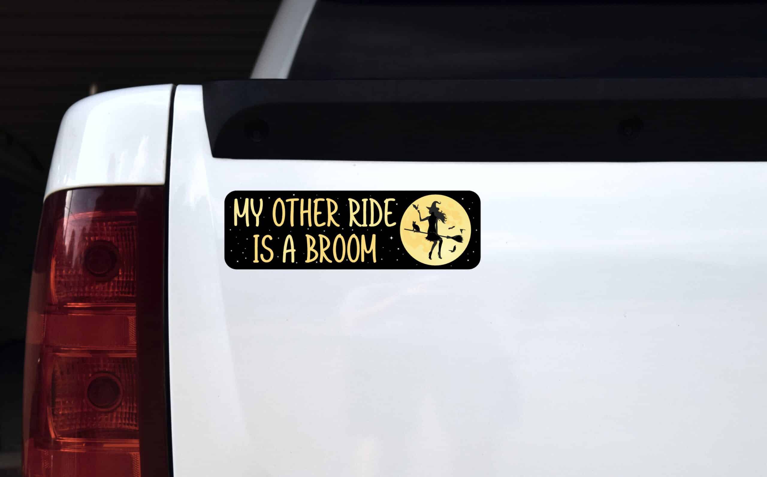 StickerTalk My Other Ride is a Broom Halloween Magnet, 10 inches x 3 inches