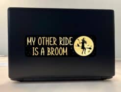 StickerTalk My Other Ride is a Broom Halloween Sticker, 10 inches x 3 inches