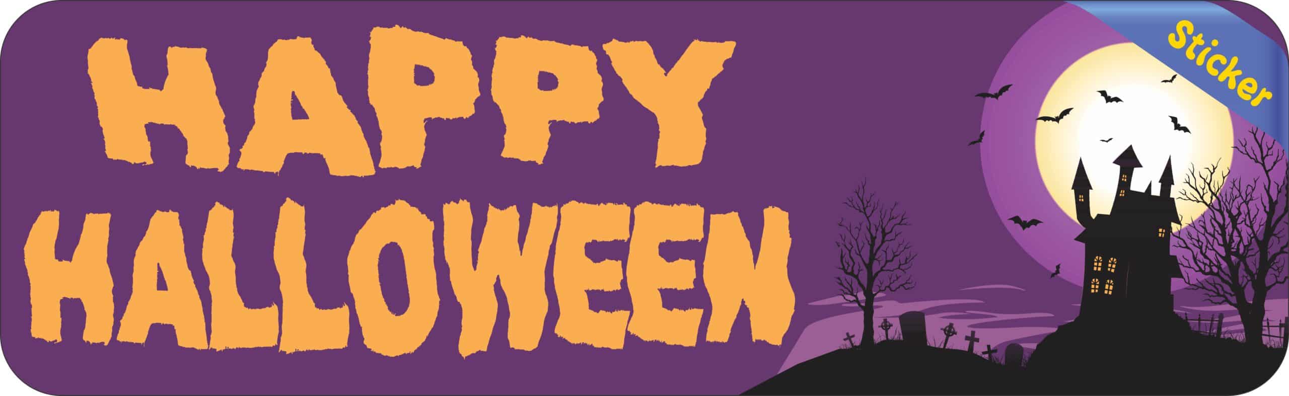 StickerTalk Happy Halloween Sticker, 10 inches x 3 inches