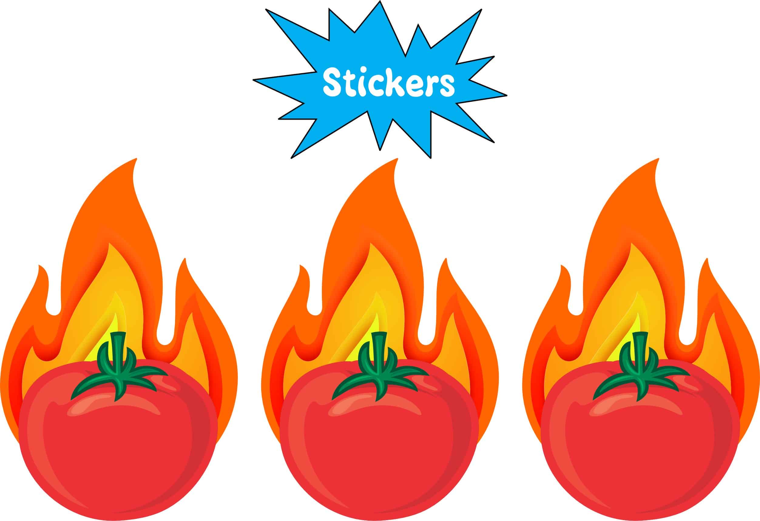 StickerTalk Tomato Flames Stickers, 1.3 inches x 2 inches - Image 2
