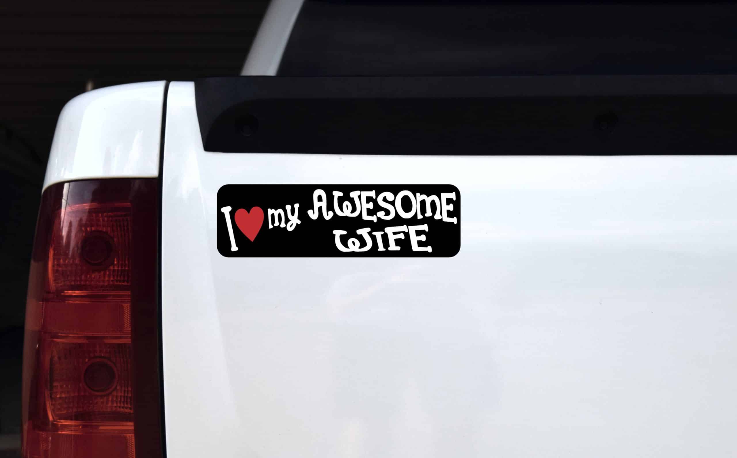 StickerTalk I Love My Awesome Wife Sticker, 10 inches x 3 inches - Image 4