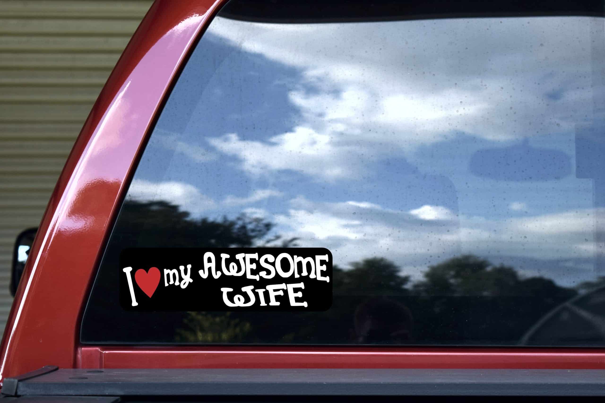StickerTalk I Love My Awesome Wife Sticker, 10 inches x 3 inches - Image 5