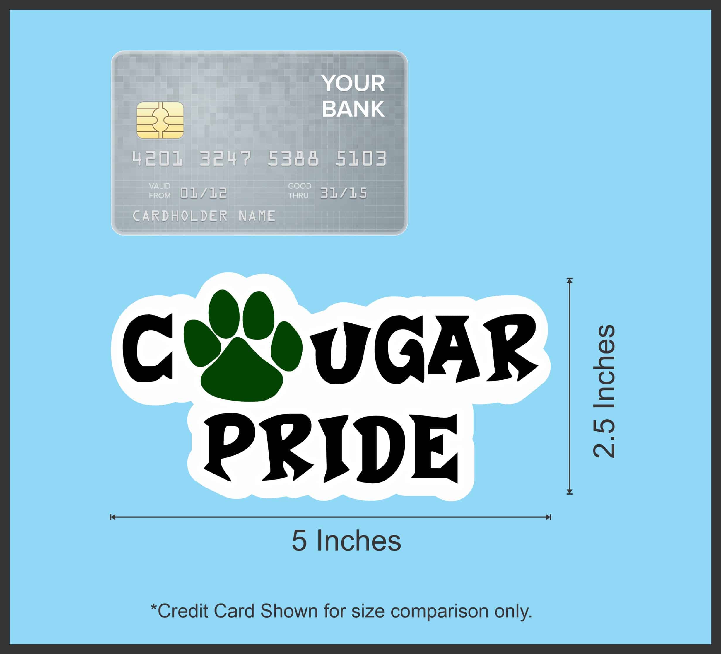 StickerTalk Green Paw Cougar Pride Vinyl Sticker, 5 inches x 2.5 inches - Image 5