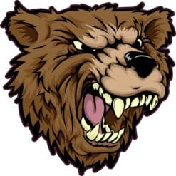 Right Facing Bear Mascot Head Sticker