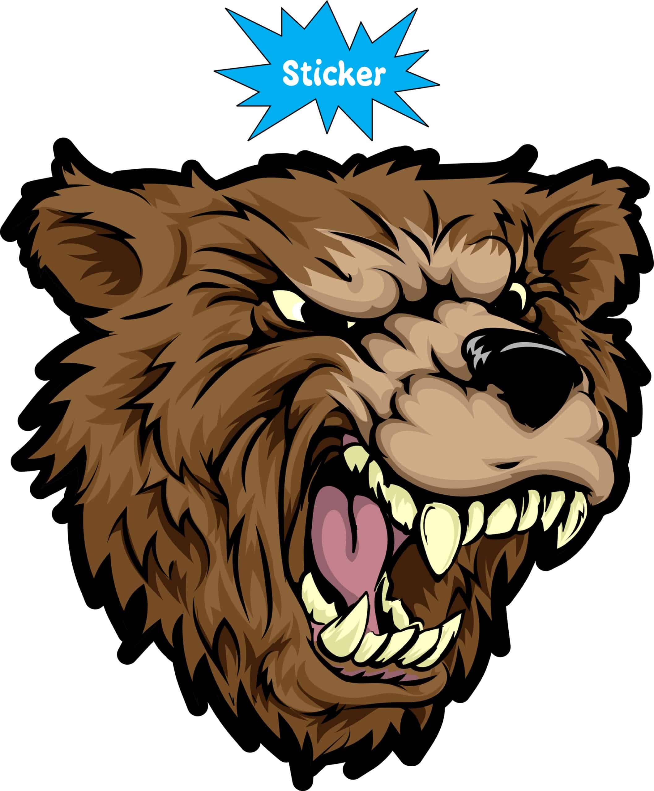 StickerTalk Right Facing Bear Mascot Head Sticker, 4 inches x 4 inches - Image 2