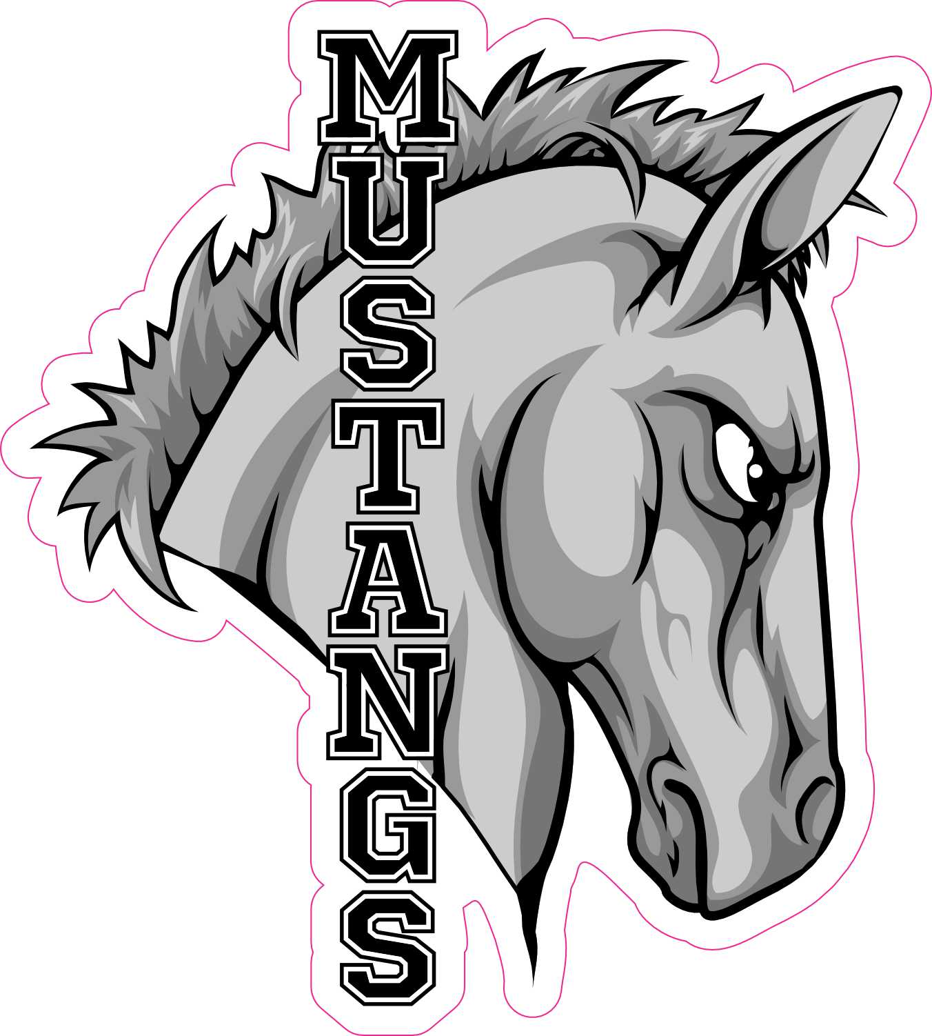 Mustang Head Mascot Sticker