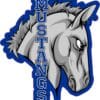 Blue Mustang Head Mascot Sticker