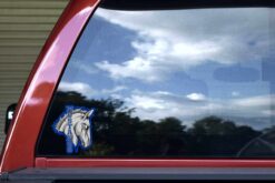 Blue Mustang Head Mascot Sticker