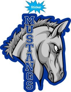 Alternative view of StickerTalk Blue Mustang Head Mascot Sticker, 4.5 inches x 5 inches
