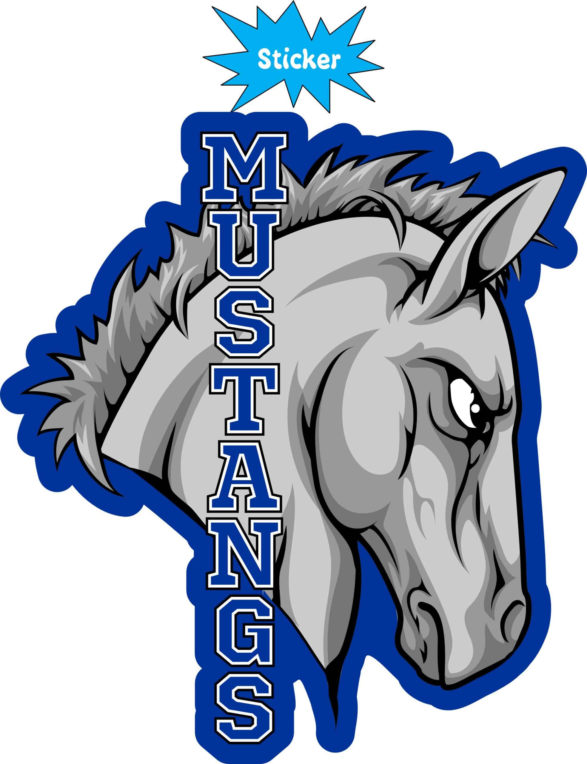 StickerTalk Blue Mustang Head Mascot Sticker, 4.5 inches x 5 inches - Image 2