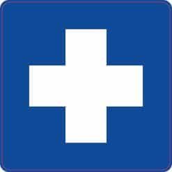 StickerTalk Blue Medical Cross Sticker, 5 inches x 5 inches
