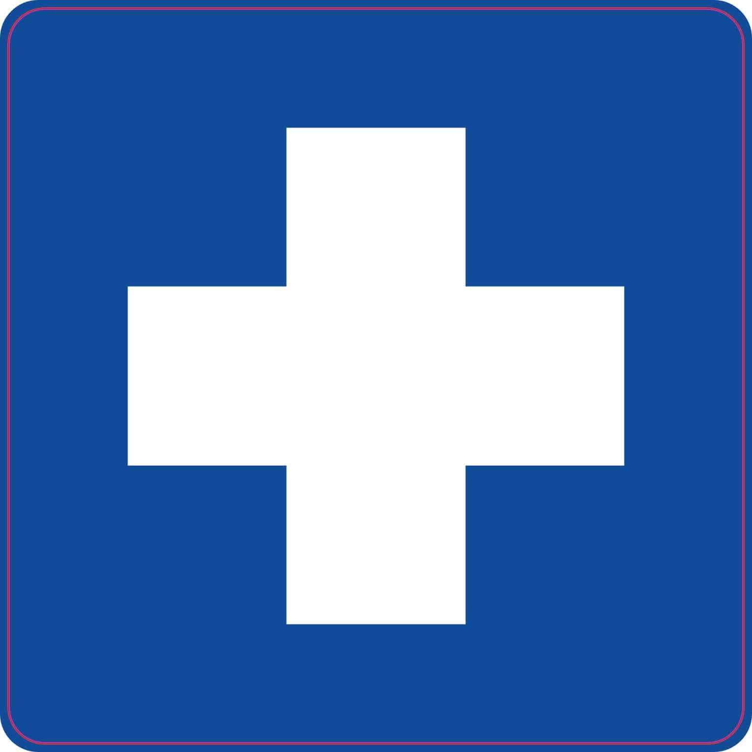 StickerTalk Blue Medical Cross Sticker, 5 inches x 5 inches