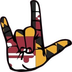 Maryland I Love You Hand Sticker