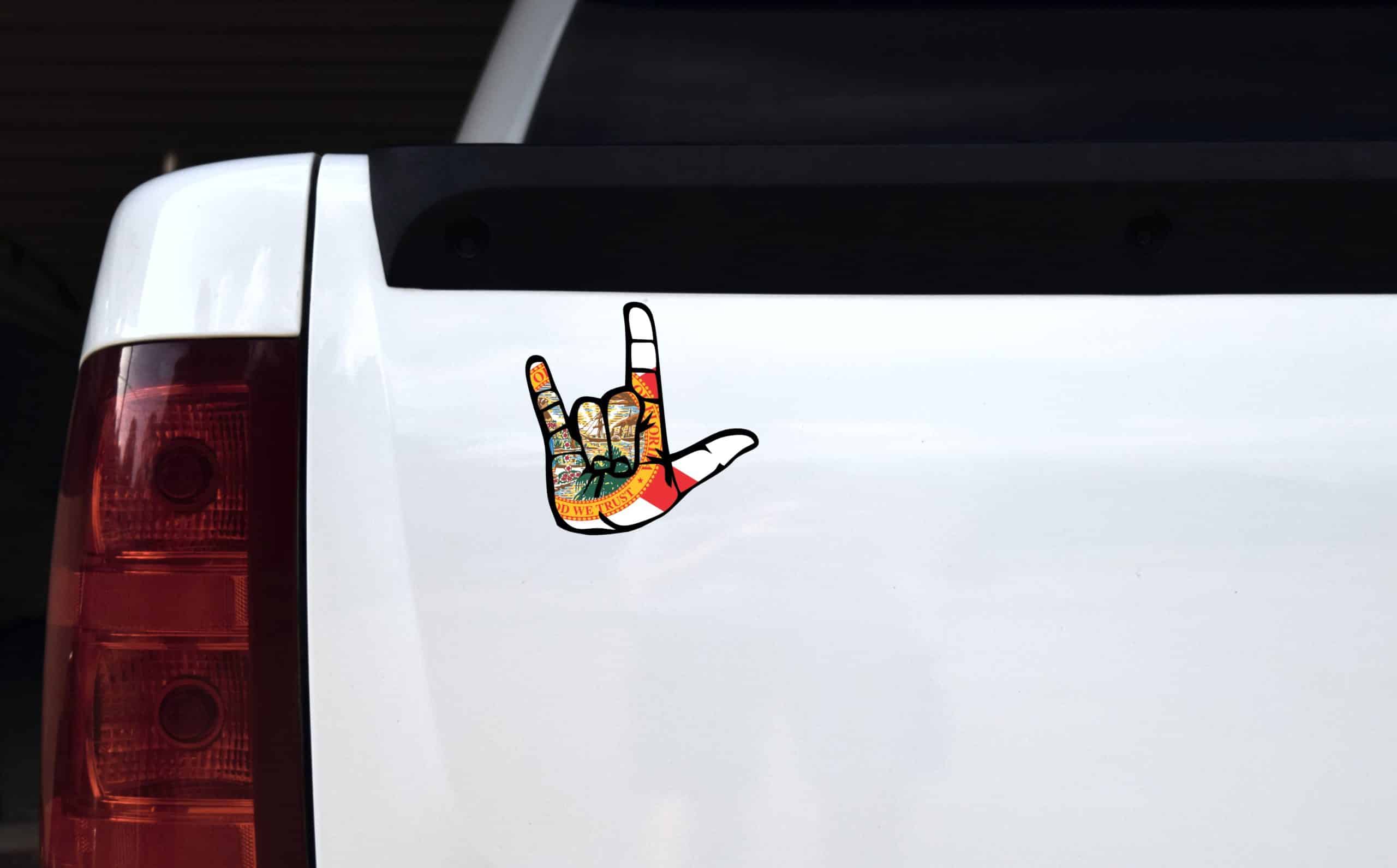 StickerTalk Florida I Love You Hand Sticker, 5 inches x 5 inches - Image 4
