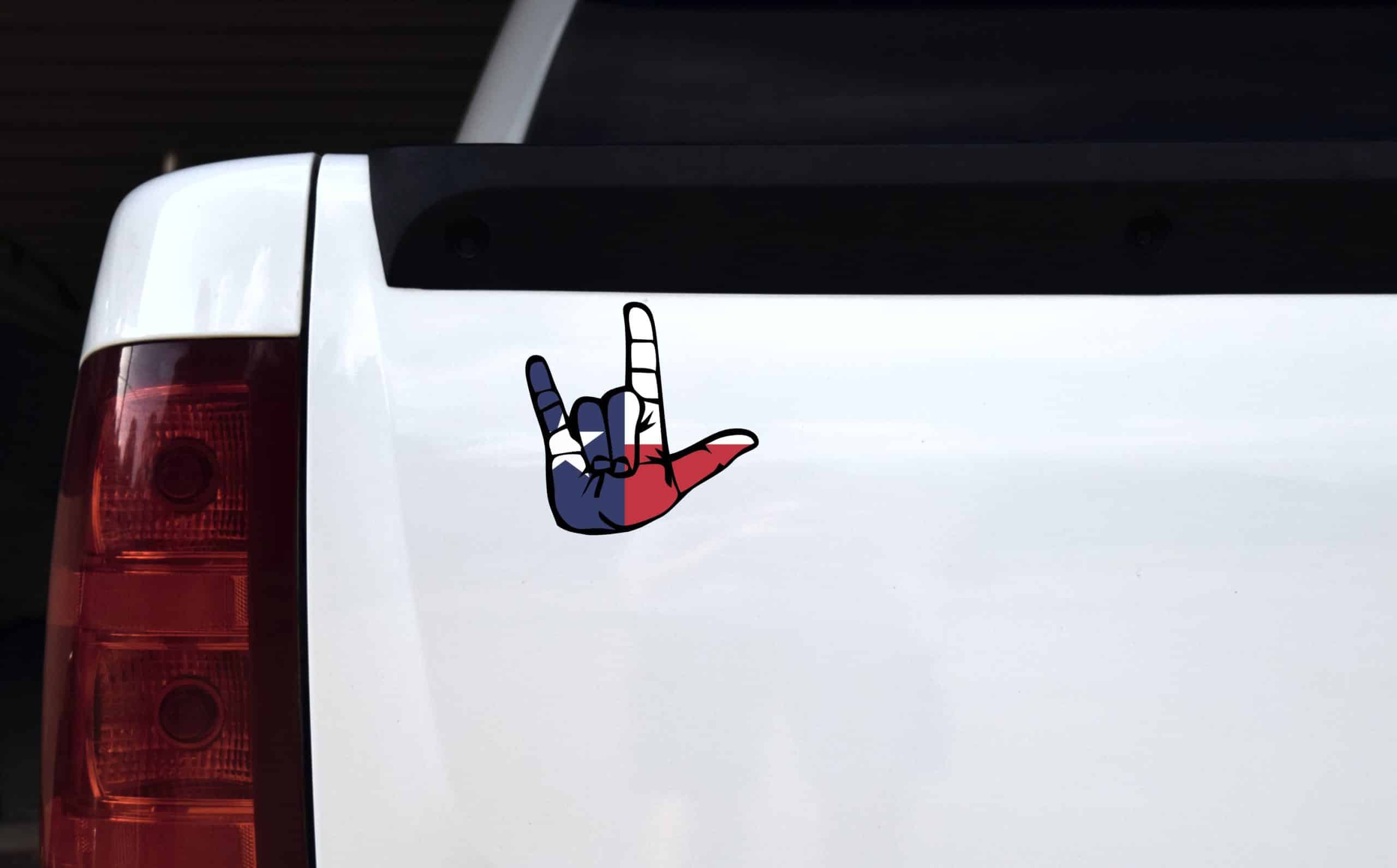 StickerTalk Texas Flag I Love You Hand Sticker, 5 inches x 5 inc - Image 4