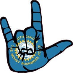 South Dakota I Love You Hand Sticker