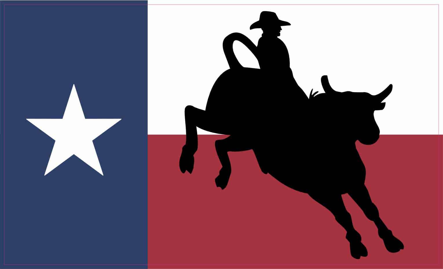 StickerTalk Texas Flag with Bull Rider, 5 Inches by 3 Inches