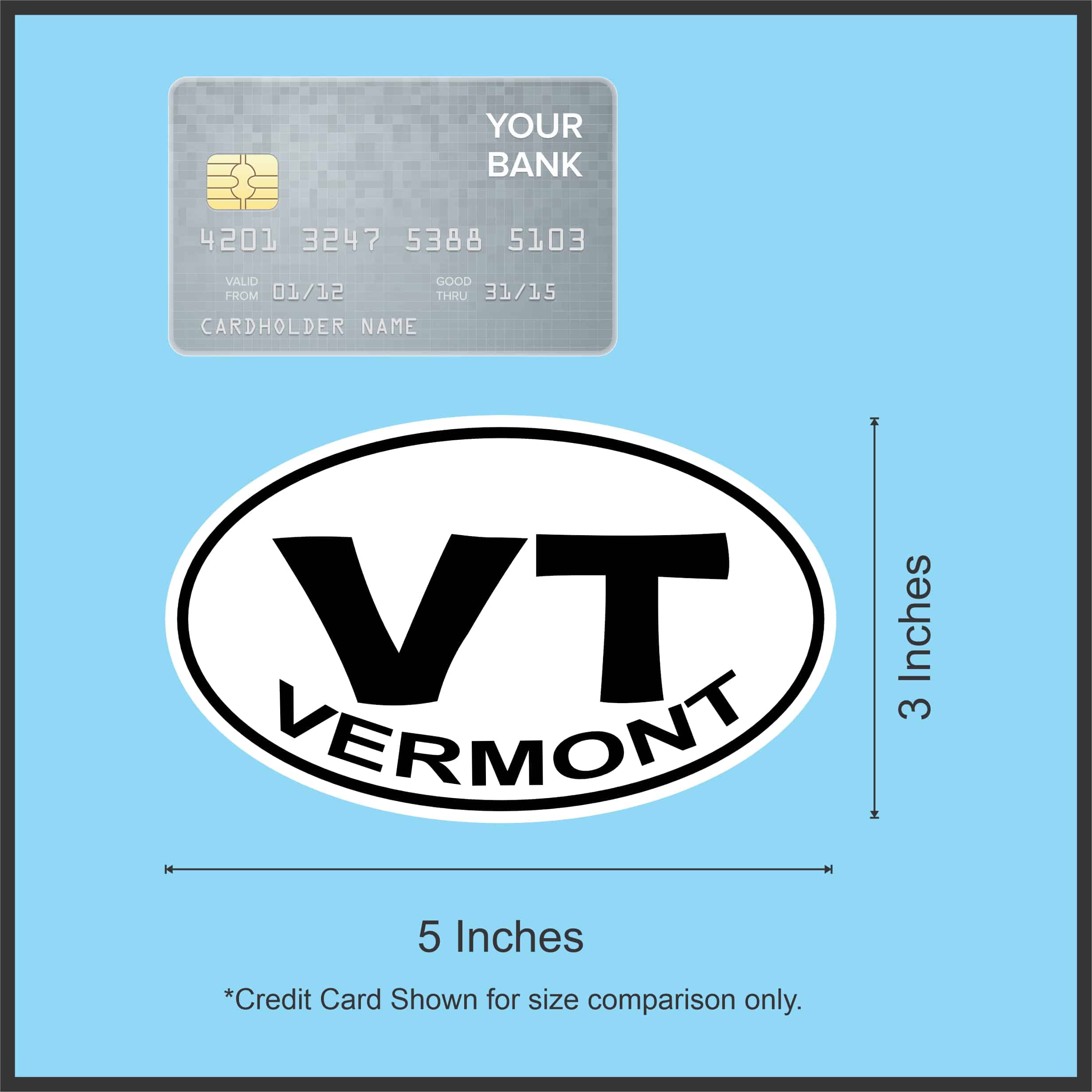 StickerTalk Oval Vermont Sticker, 5 inches x 3 inches