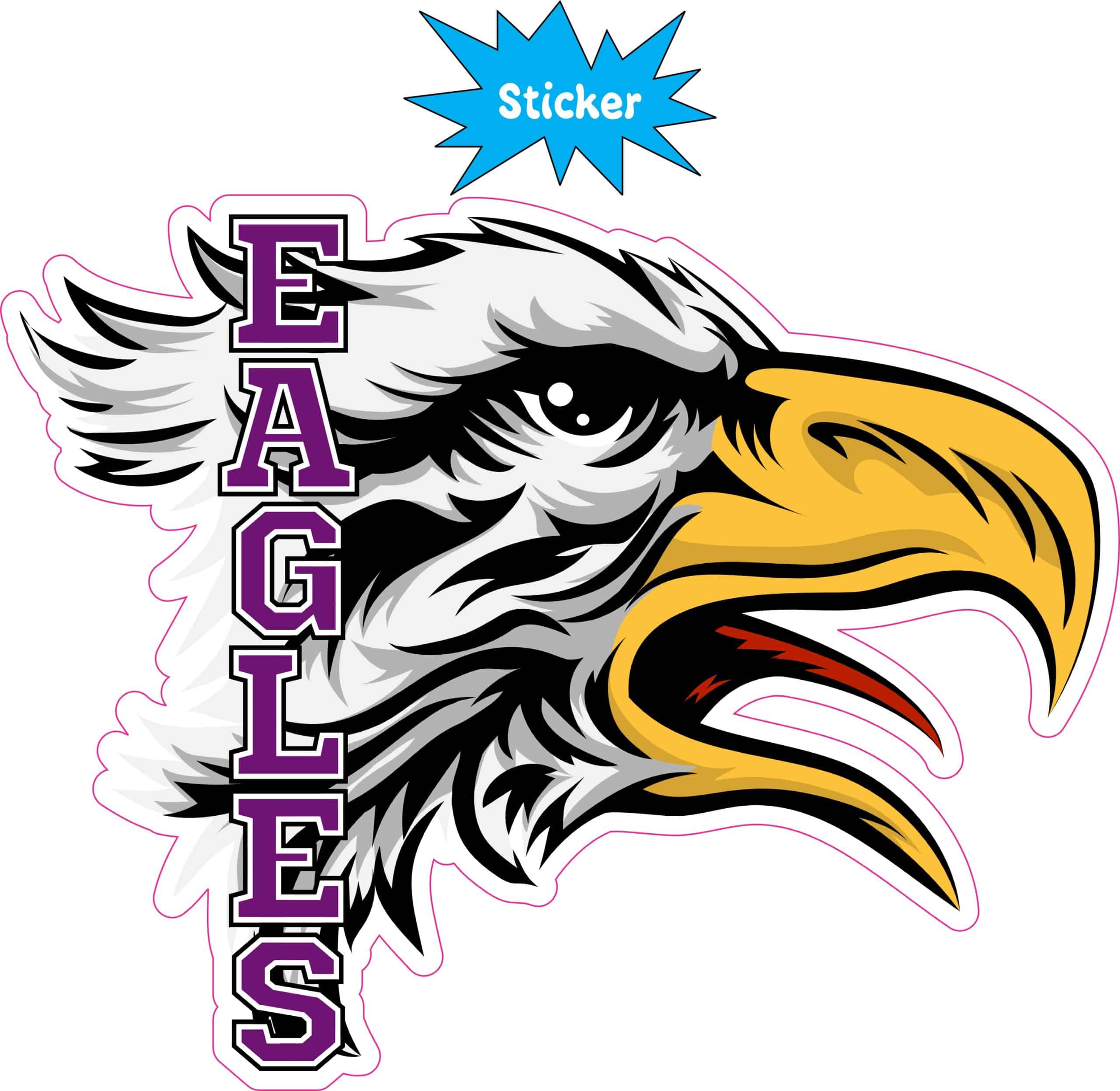 StickerTalk Purple Eagle Head Mascot Sticker, 5 inches x 4 inches - Image 2