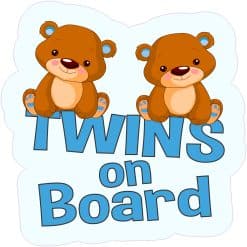StickerTalk Boy Twins on Board Sticker, 5 inches x 5 inches