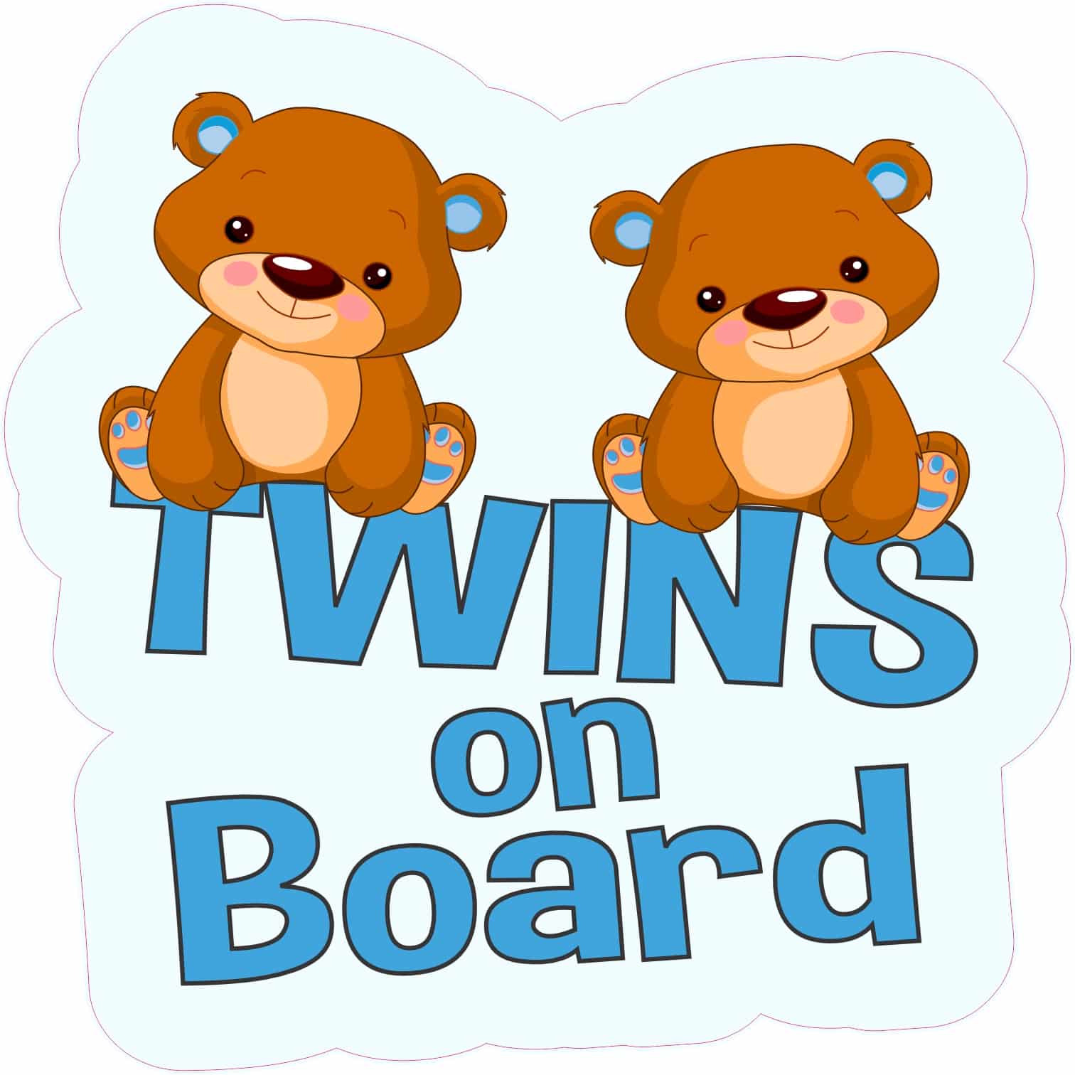StickerTalk Boy Twins on Board Sticker, 5 inches x 5 inches