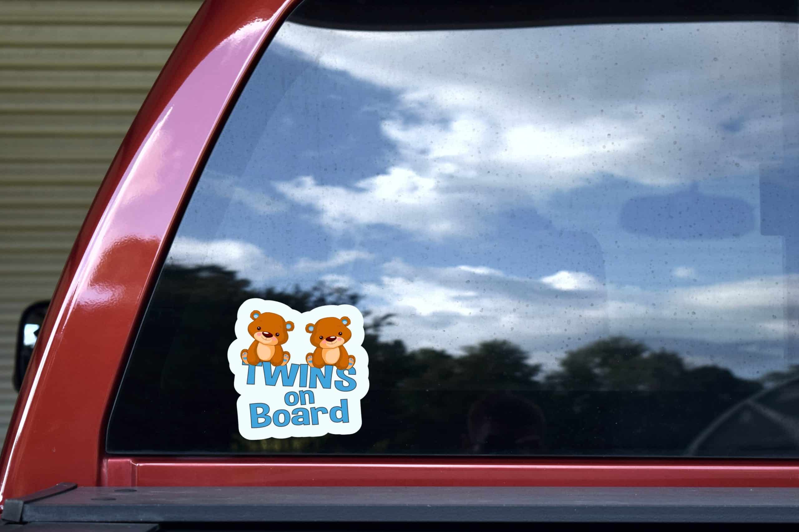 StickerTalk Boy Twins on Board Sticker, 5 inches x 5 inches - Image 4