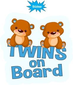 Alternative view of StickerTalk Boy Twins on Board Sticker, 5 inches x 5 inches