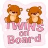 StickerTalk Girl Twins on Board Sticker, 5 inches x 5 inches