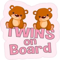StickerTalk Girl Twins on Board Sticker, 5 inches x 5 inches