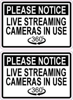 Notice Live Streaming Cameras in Use Stickers