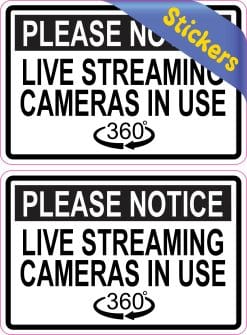 Alternative view of StickerTalk Notice Live Streaming Cameras in Use Stickers, 3 inches x 2 inches