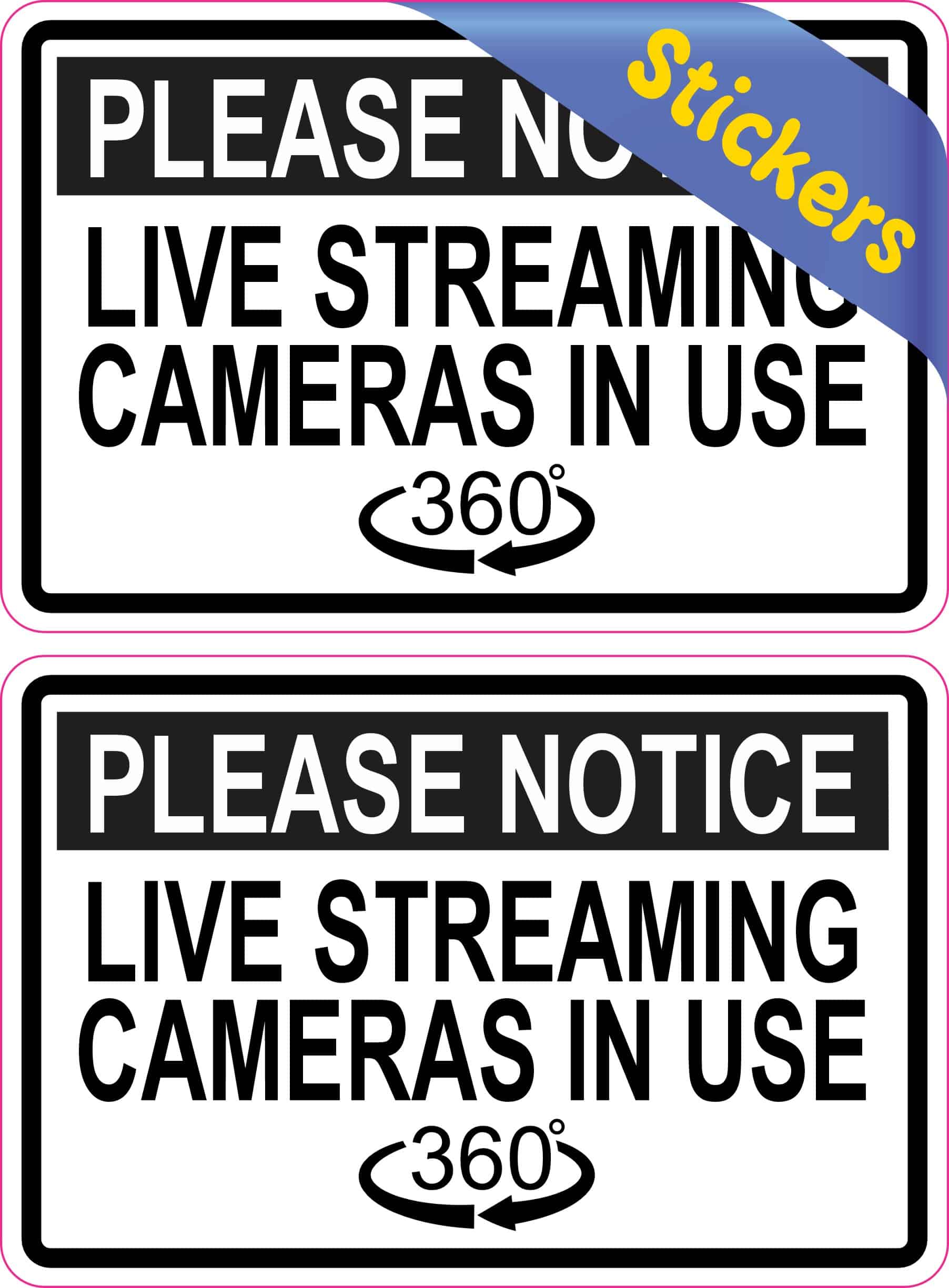 StickerTalk Notice Live Streaming Cameras in Use Stickers, 3 inches x 2 inches - Image 2