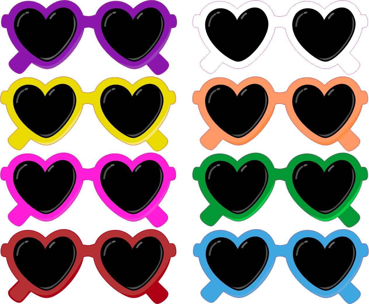 StickerTalk Heart Sunglasses Stickers, 2 inches x .85 inches