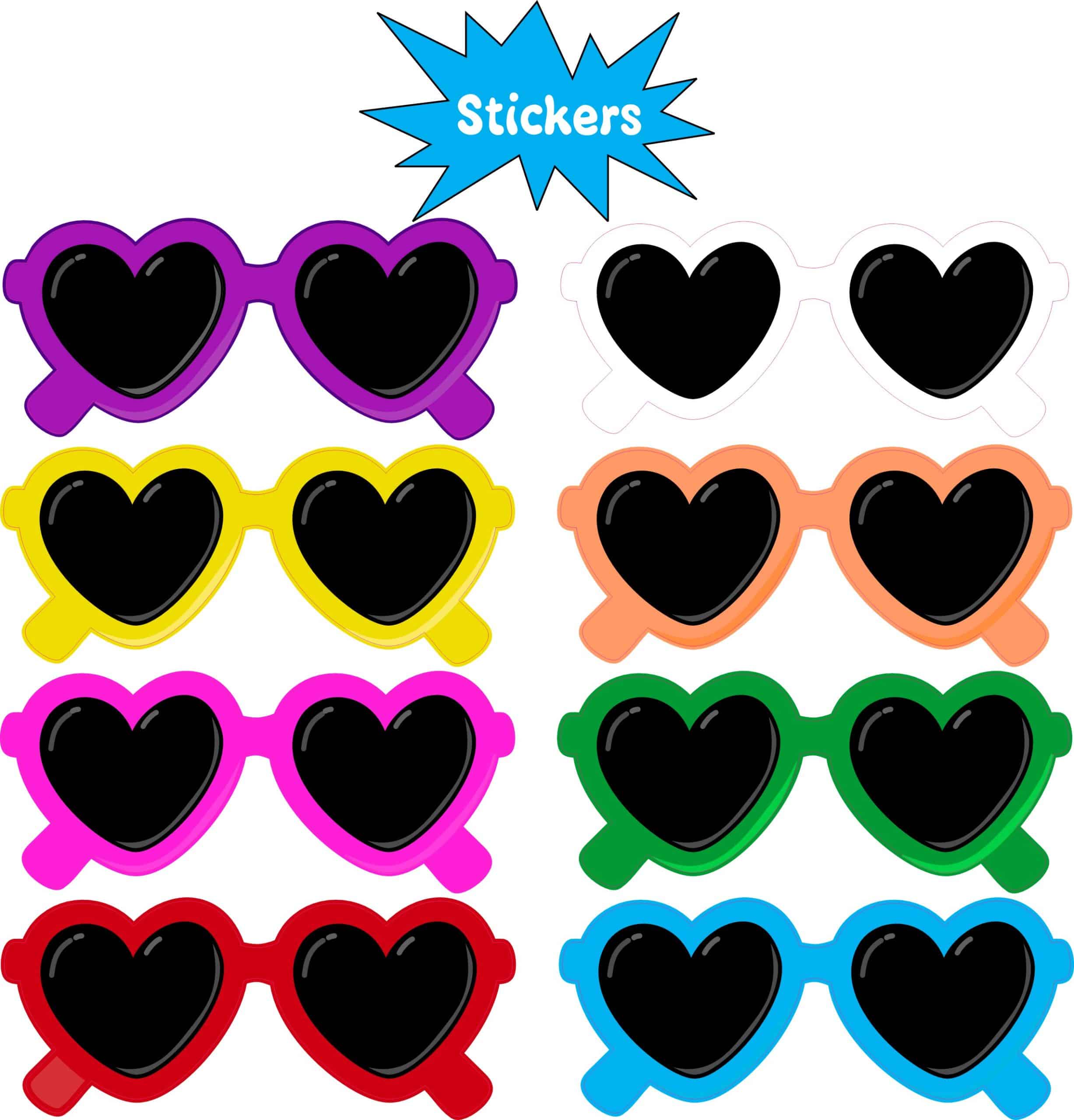 StickerTalk Heart Sunglasses Stickers, 2 inches x .85 inches - Image 3
